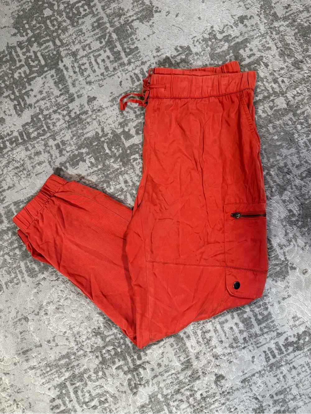 Casual Drawstring Cargo Track Jogger Pants Red Women's Large